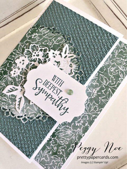 Handmade sympathy card using Peaceful Moments stamp set by Stampin' Up! created by Peggy Noe of Pretty Paper Cards #sympathycard #peacefulmomemts #peggynoe #prettypapercards #stampinup