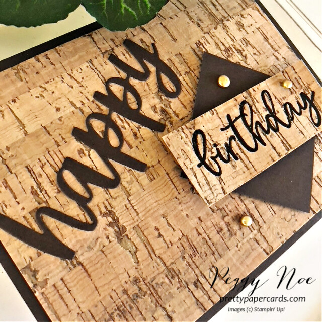 Handmade Birthday Card Using Cork Paper and the Biggest Wish Stamp Set by Stampin' Up! created by Peggy Noe of Pretty Paper Cards #biggestwishstampset #stampinup #stampingup #christmascheerdies #peggynoe #prettypapercards.com #corkspecialtypaper