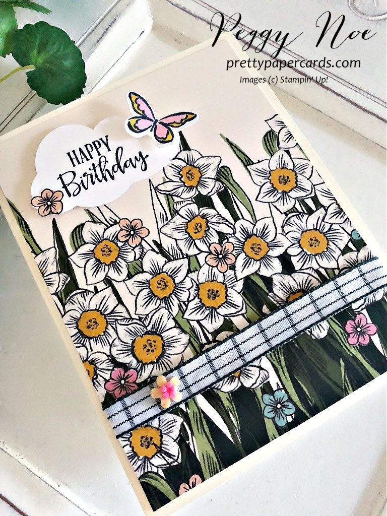 Handmade Birthday Card made with the Daffodil Daydream Bundle by Stampin' Up! Peggy Noe #daffodildaydream #daydreamafternoon #stampinup #stampingup #peggynoe #prettypapercards #birthdaycard #daffodilbirthday ##happybirthdaycard