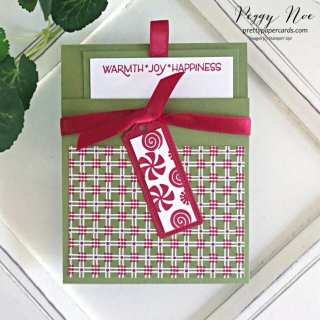 Handmade Christmas Card using the Encircled in Warmth set by Stampin' Up! by Peggy Noe of prettypapercards.com #encircledinwarmth #heartfeltwishes #peggynoe #prettypapercards #stampinup #Christmascard