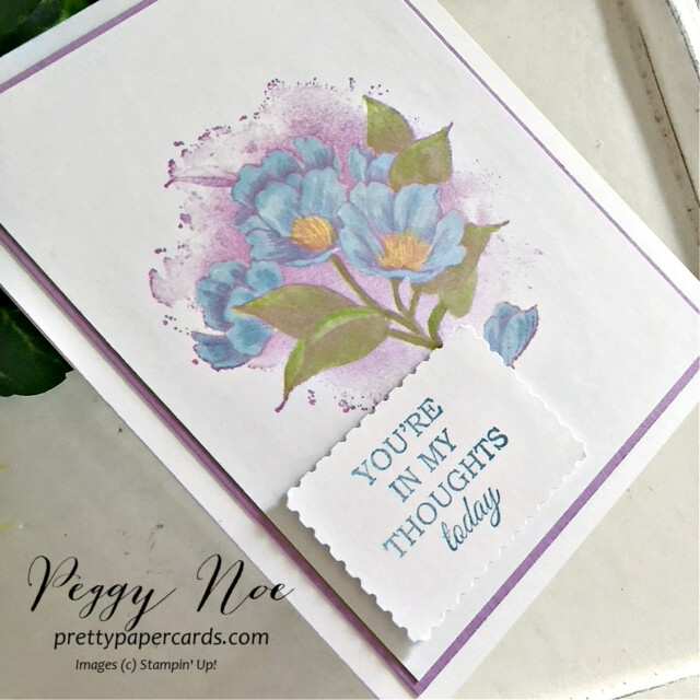 Thinking of You Card made with the Calming Camellia Stamp Set by Stampin' Up! created by Peggy Noe of Pretty Paper Cards #calmingcamellia #calmingcamelliastampset #peggynoe #prettypapercards #stampinup #stampingup #camelliacard