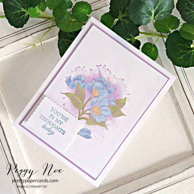 Thinking of You Card made with the Calming Camellia Stamp Set by Stampin' Up! created by Peggy Noe of Pretty Paper Cards #calmingcamellia #calmingcamelliastampset #peggynoe #prettypapercards #stampinup #stampingup #camelliacard #thinkingofyoucard