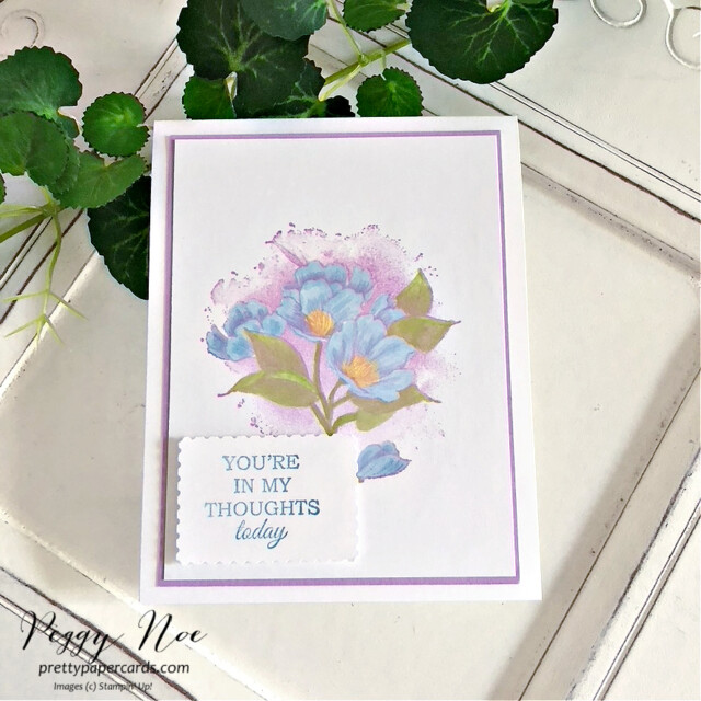 Thinking of You Card made with the Calming Camellia Stamp Set by Stampin' Up! created by Peggy Noe of Pretty Paper Cards #calmingcamellia #calmingcamelliastampset #peggynoe #prettypapercards #stampinup #stampingup