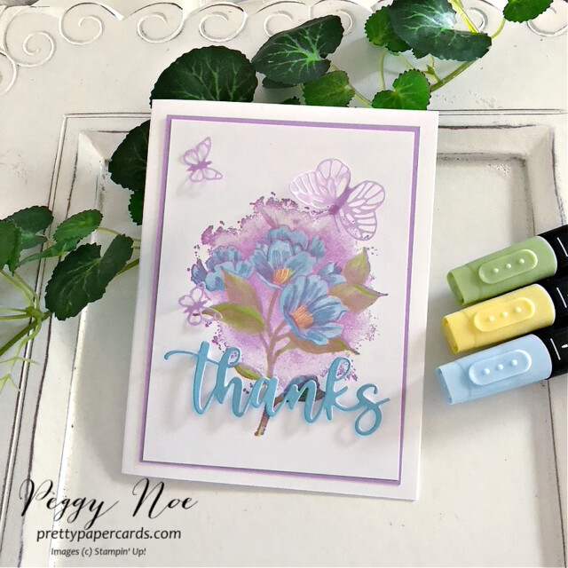 Handmade Thank You Card made with the Calming Camellia Stamp Set by Stampin' Up! created by Peggy Noe of Pretty Paper Cards #calmingcamellia #stampinup #stampingup #peggynoe #prettypapercards #thankyou