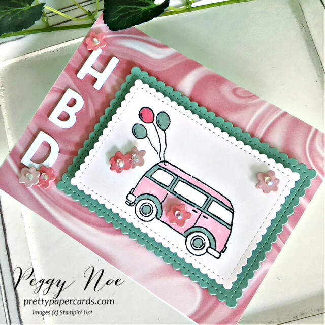 Handmade Birthday Card made with the Driving By stamp set by Stampin' Up! created by Peggy Noe of Pretty Paper Cards #drivingbystampset #stampinup #stampingup #peggynoe #prettypapercards
