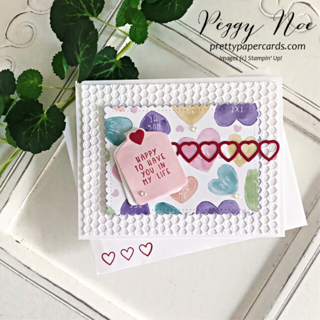Handmade Valentine Tag Card made with the Sweet Talk Bundle by Stampin' Up! created by Peggy Noe of prettypapercards.com #sweettalkbundle #stampinup #stampingup #peggynoe #prettypapercards