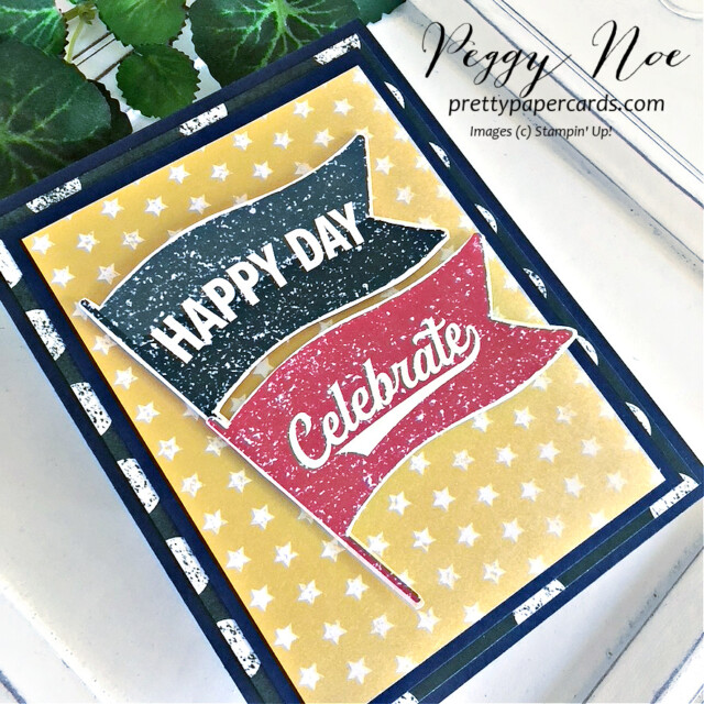 Guy's Birthday Card made with the Hey Sports Fan Designer Series Paper by Stampin' Up! created by Peggy Noe of. Pretty Paper Cards #guycard #guybirthdaycard #heysportsfan #stampinup #stampingup #peggynoe #prettypapercards #sportscard
