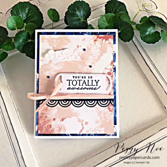 Handmade card. using the Waves of Inspiration Bundle by Stampin' Up! created. by Peggy Noe of Pretty Paper Cards #stampinup #stampingup #peggynoe #prettypapercards #wavesofinspiration #wavesoftheocean #brilliantrainbowdies