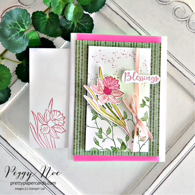 Handmade Easter Card made with the Daffodil Daydreams Bundle by Stampin' Up! created by Peggy Noe of Pretty Paper Cards #daffodildaydreambundle #peggynoe #prettypapercards #eastercard #stampnup #stampingup