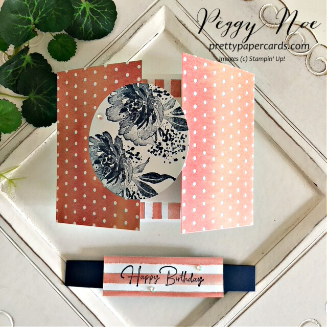 Flowing Flowers Birthday Stampin' Up! Peggy Noe #stampinup #stampingup #peggyNoe #prettypapercards #flowingflowers #flowingflowersstampsset #gatefoldcard