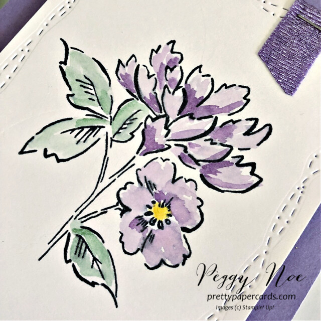 Handmade watercolored card using the Hand Penned stamp set by Stampin' Up! created by Peggy Noe of Pretty Paper Cards #handpenned #stampinup #stampingup #peggynoe #prettypapercards #highlandheather #handpenned