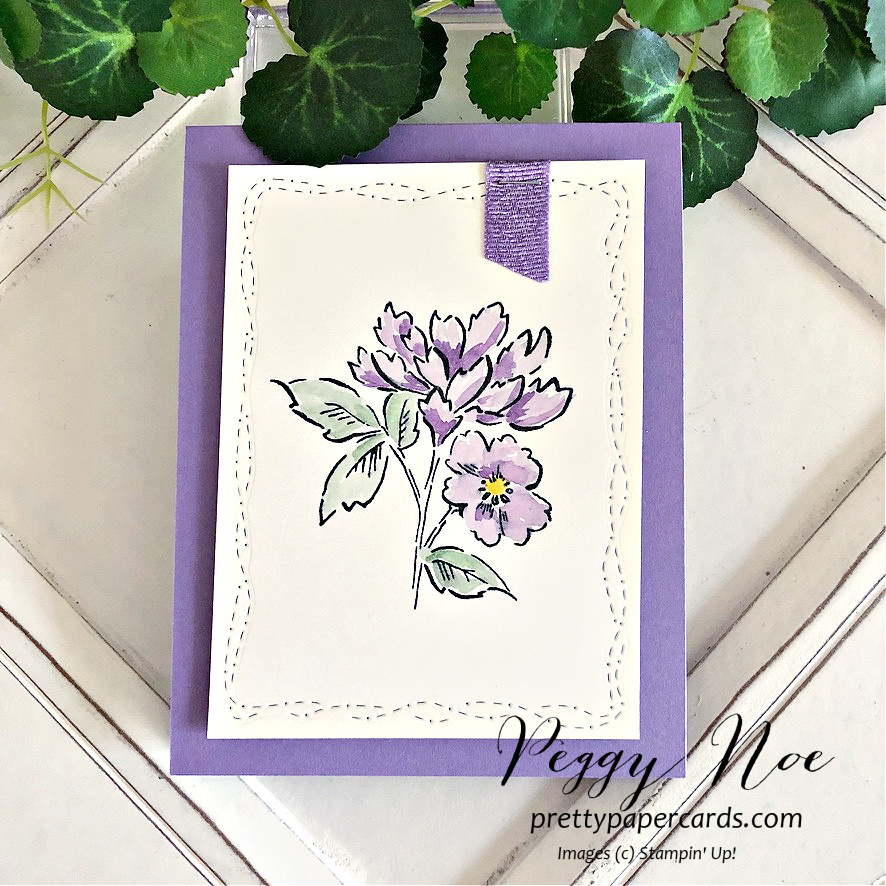 Handmade watercolored card using the Hand Penned stamp set by Stampin' Up! created by Peggy Noe of Pretty Paper Cards #handpenned #stampinup #stampingup #peggynoe #prettypapercards