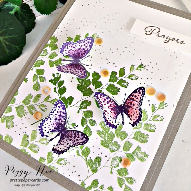 Handmade card made with the Positive Thoughts stamp set by Stampin' Up! created by Peggy Noe of Pretty Paper Cards #peggynoe #prettypapercards #stampinup #stampingup #positivethoughtsstampset #butterflycard