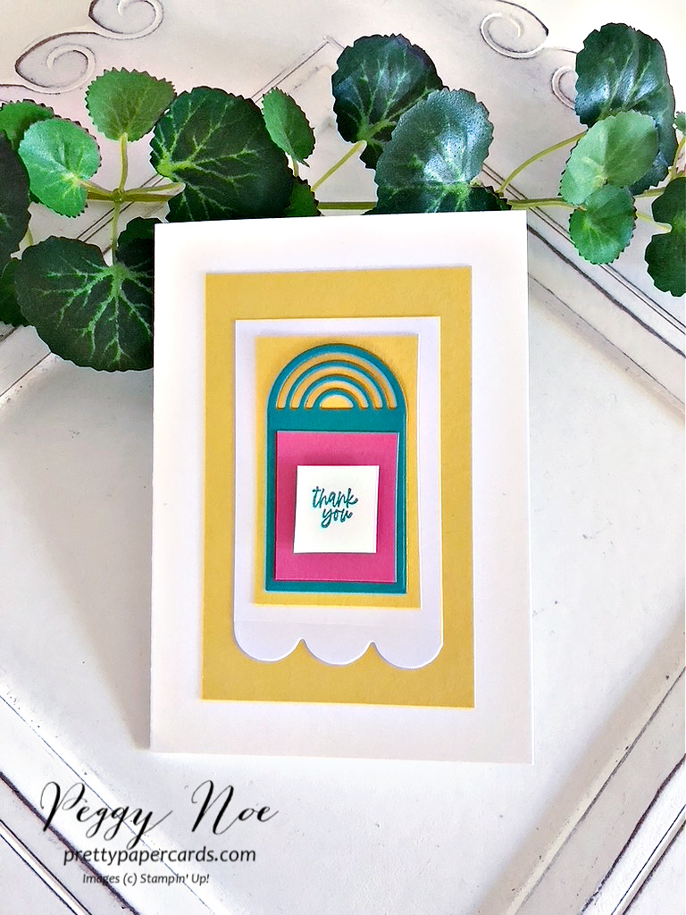 Thank You Rainbow Notecard made with the Rainbow of Happiness Bundle by Stampin' Up! created by Peggy Noe of Pretty Paper Cards #rainbowofhappinessstampset #stampinup #stampingup #peggynoe #prettypapercards