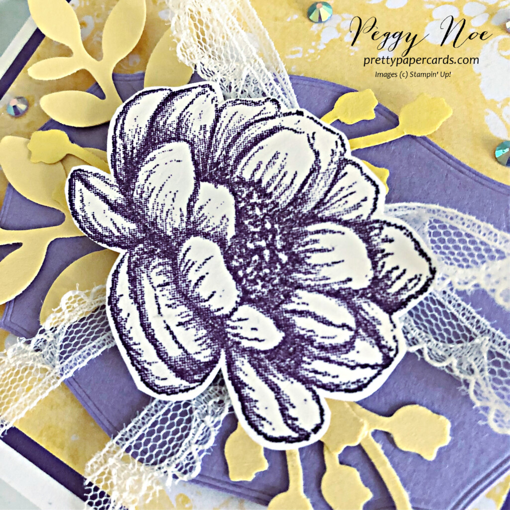 Handmade card using the Tasteful Touches stamp set by Stampin' Up! created by Peggy Noe of Pretty Paper Cards #tastefultouches #tastefultouchesstampset #peggynoe #prettypapercards #stampinup #stampingup #tastefullabelsdies #wavesoftheoceandsp #boughpunch