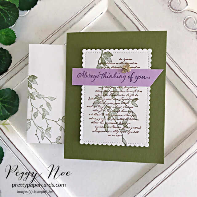 Handmade thinking of you card made with the Very Versailles stamp set by Stampin' Up! created by Peggy Noe of Pretty Paper Cards #veryversailles #veryversaillesstampset #stampinup #stampingup #peggynoe #prettypapercards #thinkingofyoucard #casethecatalog