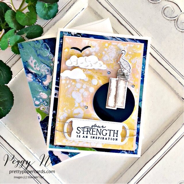 Handmade card using the Waves of Inspiration Stamp Set by Stampin' Up! created by Peggy Noe of Pretty Paper Cards #wavesoftheocean #wavesofinspiration #stampinup #stampingup #peggynoe #prettypapercards #clouddies