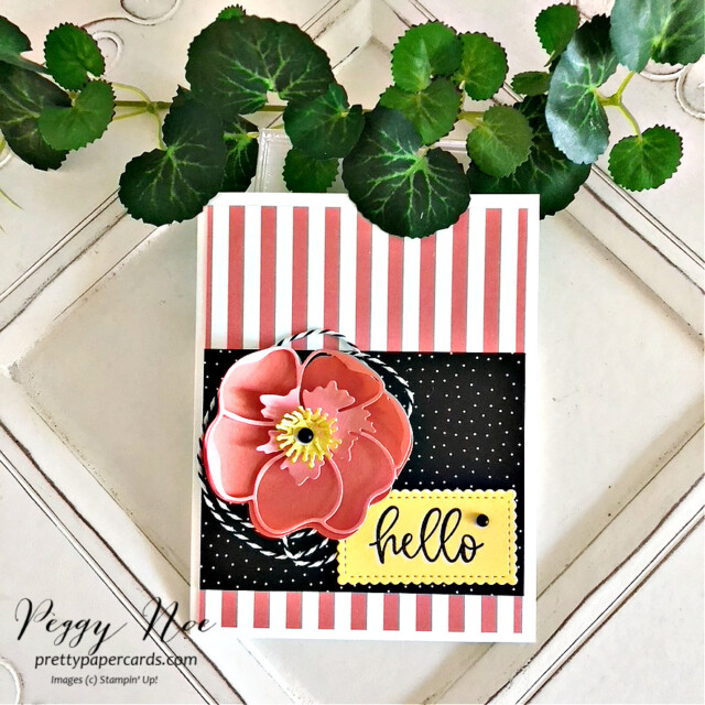 Handmade hello card made using the Poppy Moments Dies by Stampin' Up! created by Peggy Noe of Pretty Paper Cards #poppymomentsdies #hellocard #peggynoe #prettypapercards #stampinup #stampingup