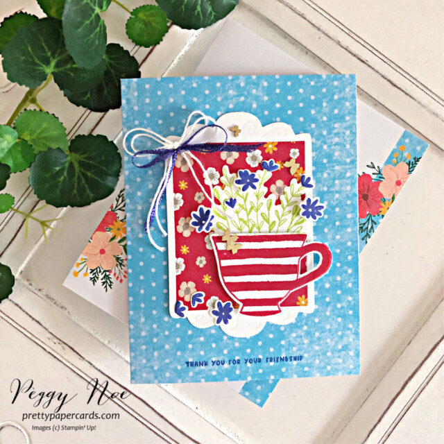Handmade card using the Cup of Tea Bundle by Stampin' Up! created by Peggy Noe of Pretty Paper Cards #stampinup #stampingup #peggynoe #prettypapercards #cupoftea #cupofteacard