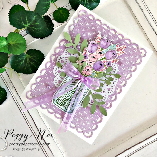 Handmade all-occasion card made with the Jar of Flowers stamp set by Stampin' Up! created by Peggy Noe of Pretty Paper Cards #jarofflowersstampset #stampinup #stampingup #peggynoe #prettypapercards #flowersinajar