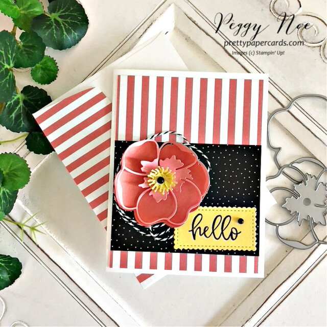 Handmade hello card made using the Poppy Moments Dies by Stampin' Up! created by Peggy Noe of Pretty Paper Cards #poppymomentsdies #hellocard #peggynoe #prettypapercards #stampinup #stampingup