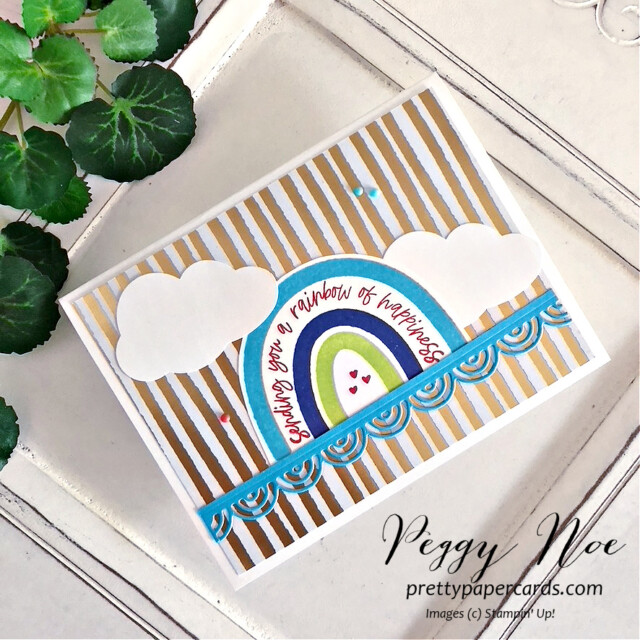 Handmade card using the Rainbow of Happiness stamp set by Stampin' Up! created by Peggy Noe of Pretty Paper Cards #rainbowofhappiness #stampinup #peggynoe #prettypapercard #stampingup