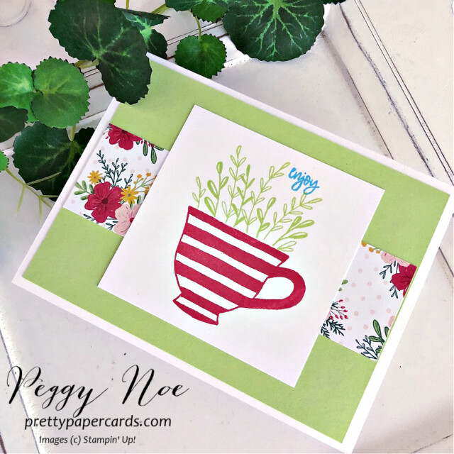 Simple Tea Boutique Card Stampin' Up! Pretty Paper Cards #teaboutiquesuite #cupofteabundle #stampinup #peggynoe #prettypapercards #stampingup #enjoycard