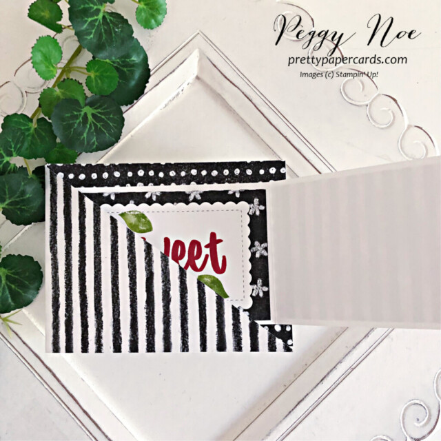 Handmade fun fold thank you card made with the Sweetest Cheeries stamp set by Stampin' Up! created by Peggy Noe of Pretty Paper Cards #sweetestcheeries. #stampinup #stampingup #peggynoe #prettypapercards #sweetestcherriesbundle