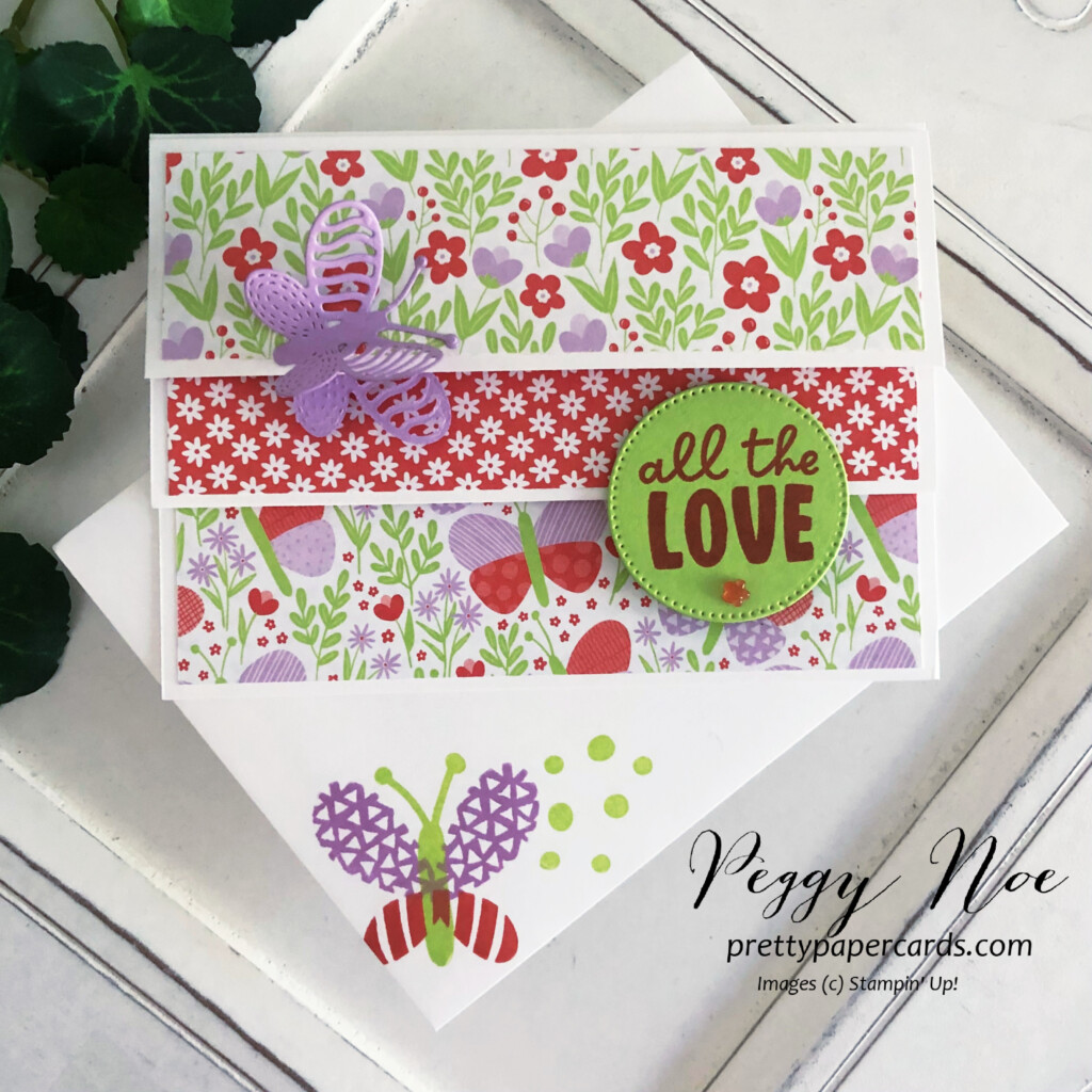 Handmade Triple-Fold Card using the Best Butterflies Bundle by Stampin' Up! created by Peggy Noe of Pretty Paper Card #bestbutterflies #bestbutterfliesbundle #stampinup #peggynoe #prettypapercards