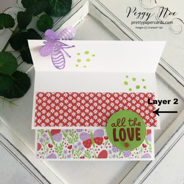 Handmade Triple-Fold Card using the Best Butterflies Bundle by Stampin' Up! created by Peggy Noe of Pretty Paper Card #bestbutterflies #bestbutterfliesbundle #stampinup #peggynoe #prettypapercards #butterflykissessuite #triplelayercard #bestbutterflybundle