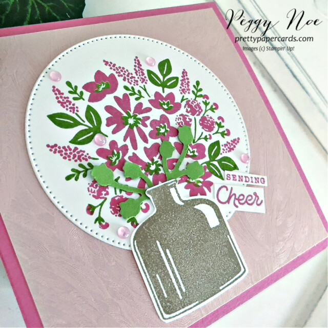 All Occasion Card made with the Bottled Happiness Bundle by Stampin' Up! created by. Peggy Noe of Pretty Paper Cards #bottledhappinesscard. #bottledhappinesbundle #stampinup #peggynoe #prettypapercards #stampingup #bottleofflowers