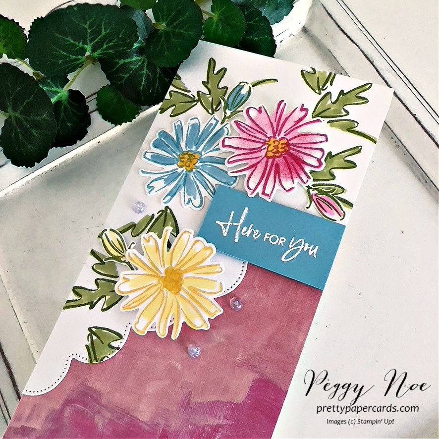 All occasion card made with the Color & Contour Bundle by Stampin' Up! created by Peggy Noe of Pretty Paper Cards #color&contourbundle #stampinup #stampingup #peggynoe #prettypapercards #color&contour #handmadecard #scallopcontourdies #floralcard