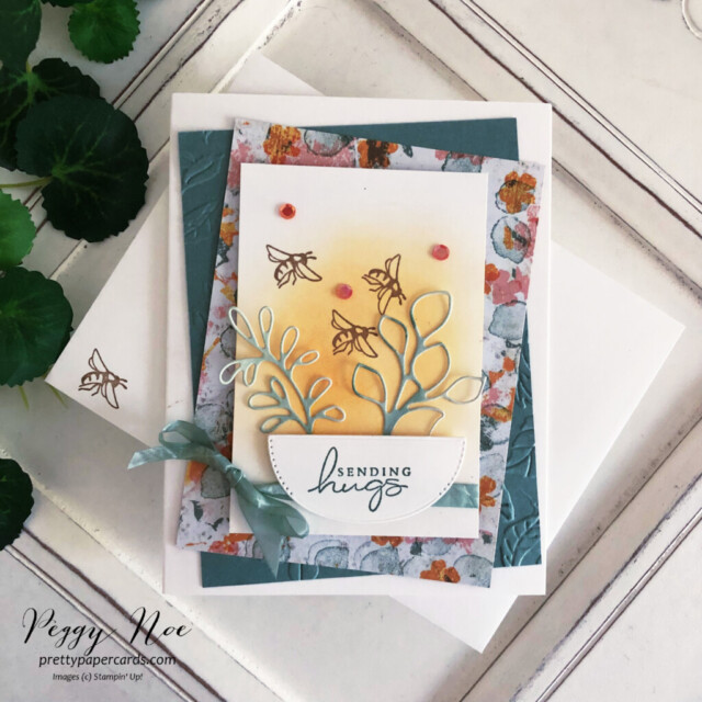 Handmade Sending Hugs card made with the Splendid Day Bundle by Stampin' Up! created by Peggy Noe of Pretty Paper Cards #splendiddaybundle #stampinup #peggynoe #prettypapercards. #stampingup #sendinghugs