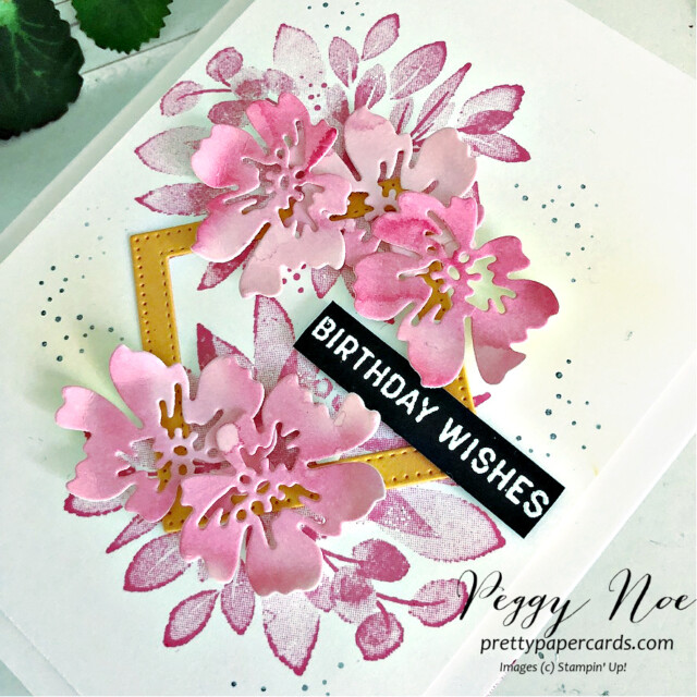 Handmade birthday card made with the Eden's Garden Stamp Set by Stampin' Up! created by Peggy Noe of Pretty Paper Cards #gdp352 #stampinup #peggynoe #eden'sgardenstampset #prettypapercards #stampingup #pennedflowersdies