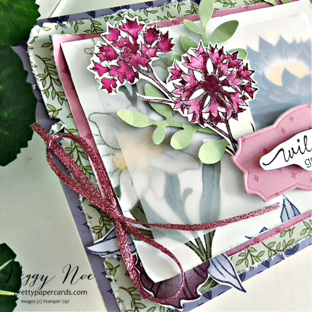Handmade card made with the Wonderful World Bundle by Stampin' Up! created by Peggy Noe of Pretty Paper Cards #shabbychiccard #wonderfulworldbundle #stampinup #peggynoe #prettypapercards #stampingup. #lovelyyoustampset #watercoloredcard #thankyoucard