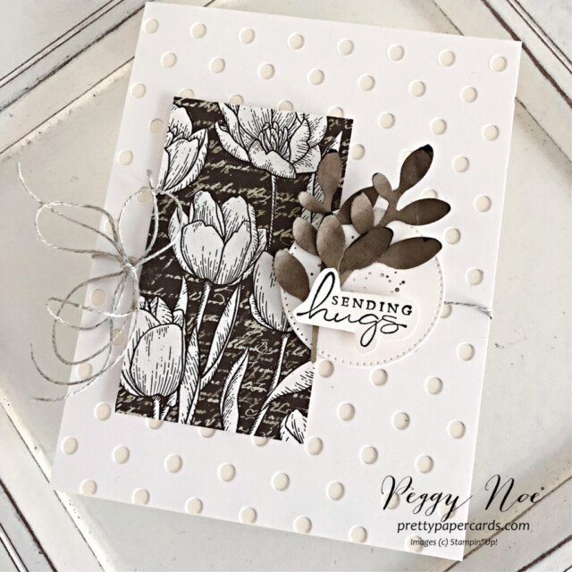 Handmade card made with the Splendid Day Stamp Set by Stampin' Up! created by Peggy Noe of Pretty Paper Cards. #splendidday #abigailrose. #bighugscard #stampinup #peggnoe #prettypaperards #stampingup #dots&spotsdie
