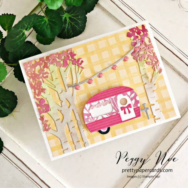 Handmade Glamper Card made with the  Tree Lot Dies from Stampin' Up! created by Peggy Noe of Pretty Paper Cards #treelotdies #stampinup #peggynoe #prettypapercards #stampingup #pinkglamper #glampercard
