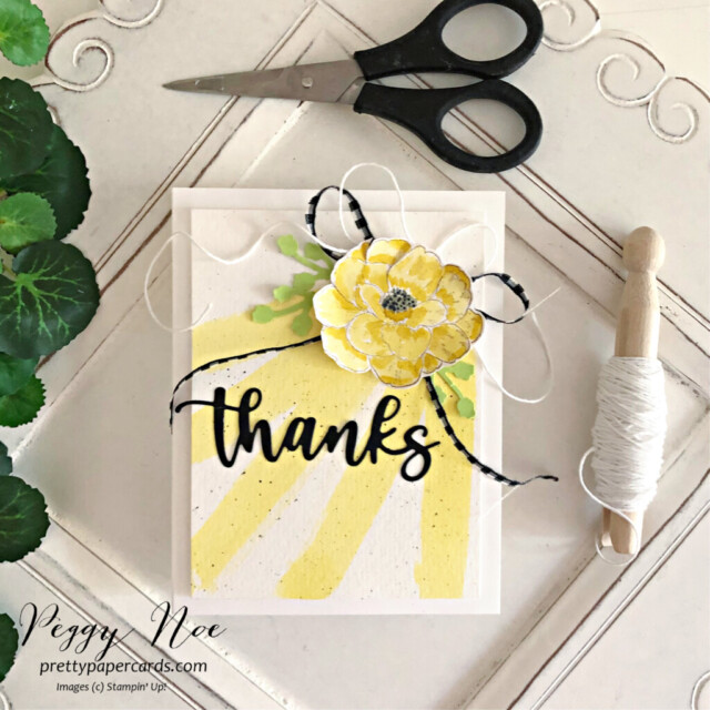Handmade Thank You Card Made with the Cottage Rose Bundle from Stampin' Up! made by Peggy Noe of Pretty Paper Cards #cottagerosebundle #peggynoe #prettypapercards #stampinup #thankyoucard #GDP356 #stampingup #watercoloredcard