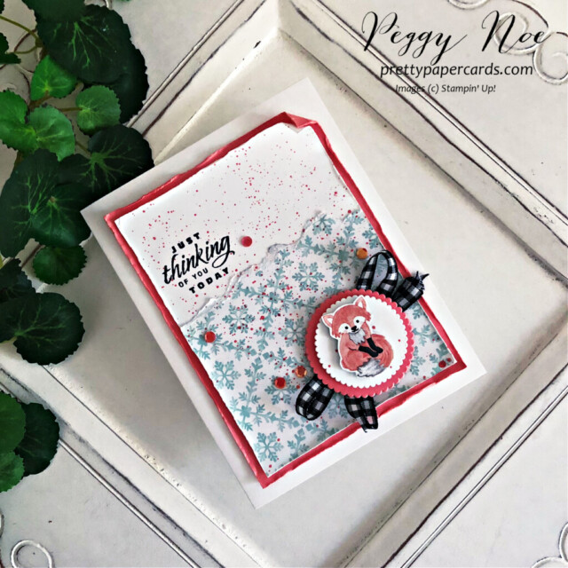 Handmade Thinking of You Card made with Stampin' Up! products and created by Peggy Noe of Pretty Paper Cards #floweringtulips #thinkingofyoucard #stampinup #peggynoe #prettypapercards #stampingup #foxcard