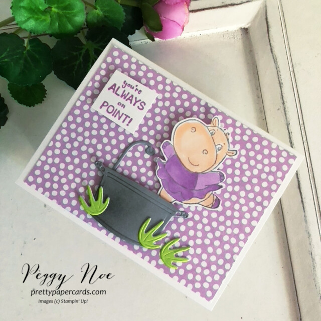 Handmade notecard made with the Hippest Hippos stamp set by Stampin' Up! created by Peggy Noe of Pretty Paper Cards #hippesthippos #hippocard #peggynoe #prettypapercards #stampinup #stampingup #hippocard
