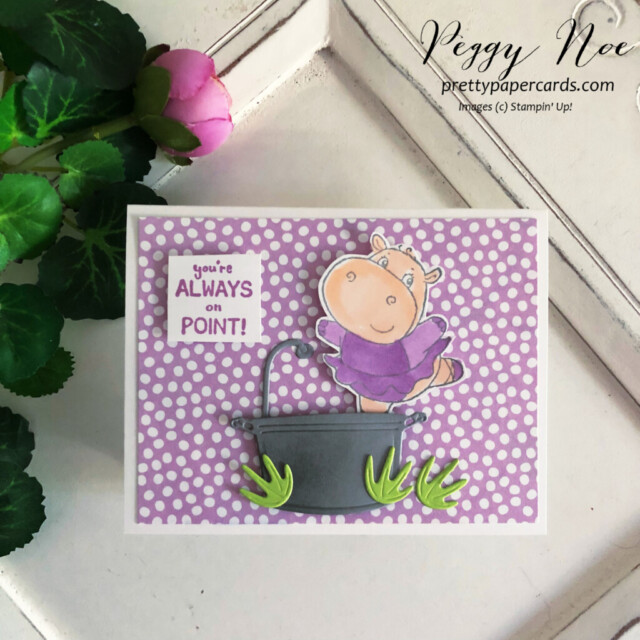 Handmade notecard made with the Hippest Hippos stamp set by Stampin' Up! created by Peggy Noe of Pretty Paper Cards #hippesthippos #hippocard #peggynoe #prettypapercards #stampinup #stampingup