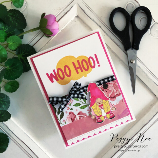 Handmade congratulations card made with the Amazing Phrasing and Kindest Gnomes stamp sets by Stampin' Up! created by Peggy Noe of Pretty Paper Cards #kindestgnomesstampset #amazingphrasingstampset #stampinup #peggynoe #prettypapercards #stampingup