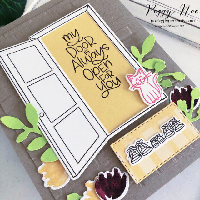 Handmade card made with the Warm Welcome Bundle by Stampin' Up! created by Peggy Noe of Pretty Paper Cards #warmwelcomebundle #stampinup #peggynoe #prettypapercards #stampingup #welcomecard #Opendoorcard