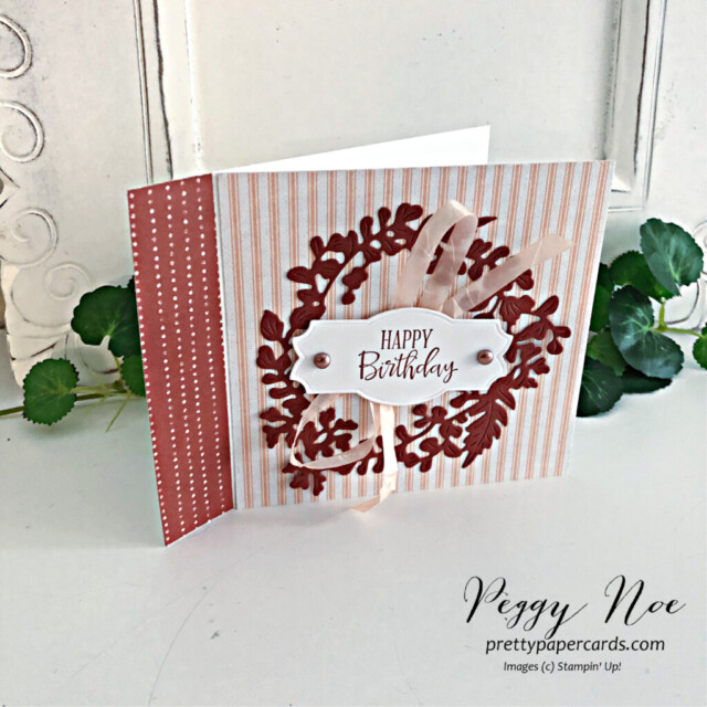 Handmade birthday card made with the Natural Prints Dies by Stampin' Up! and created by Peggy Noe of Pretty Paper Cards #peggynoe #prettypapercards #funfoldcard #stampinup #naturalprintsdies #abigailrosedsp #stampingup