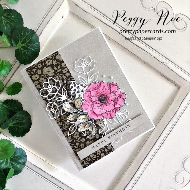 Handmade Birthday Card made with the Cottage Rose Bundle by Stampin' Up! created by Peggy Noe of Pretty Paper Cards #cottagerose #cottagerosebundle #stampinup #peggynoe #prettypapercards #cottagerosebundle #birthdaycard #stampinblends