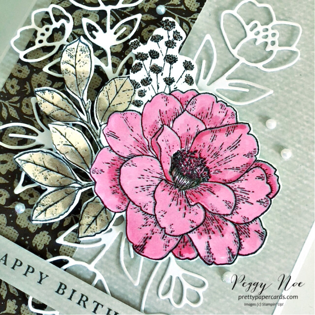 Handmade Birthday Card made with the Cottage Rose Bundle by Stampin' Up! created by Peggy Noe of Pretty Paper Cards #cottagerose #cottagerosebundle #stampinup #peggynoe #prettypapercards #cottagerosebundle #birthdaycard