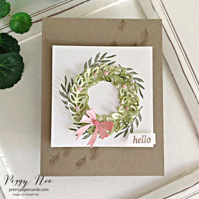 Cottage Wreaths Stampin' Up! Peggy Noe #cottagewreathsstampset #stampinup #peggynoe #prettypapercards #wcmd2022 #stampingup #hellocard #cottagewreathsbundle