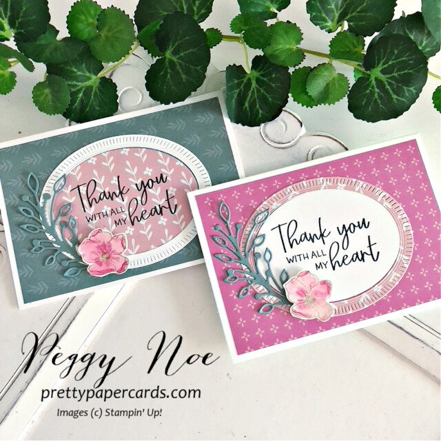 Handmade Thank You Notes made with the Framed Florets Bundle by Stampin' Up! created by Peggy Noe of Pretty Paper Cards #framedfloretsbundle #fittingfloretscollection #thankyou #stampinup #peggynoe #prettypapercards