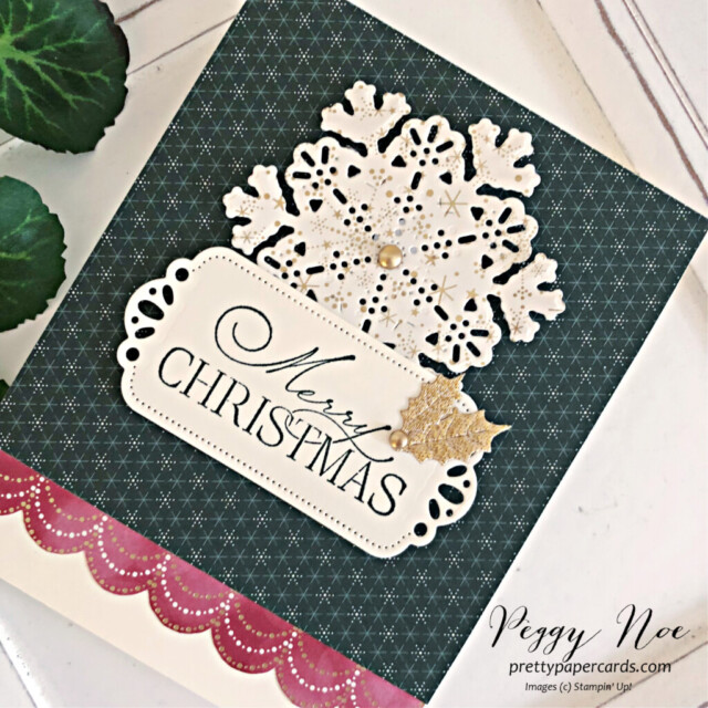Handmade Christmas Card made with the Lights Aglow Suite by Stampin' Up! created by Peggy Noe of Pretty Paper Cards #lightsaglowsuite #lightsaglowpaper #lightsaglowcollection #lightsaglowdsp #stampinup #peggynoe #prettypapercards #stampingup #christmaslightsbundle