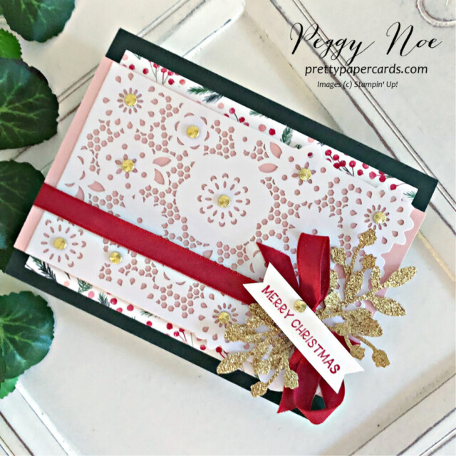 Handmade Christmas Card made with the Fitting Florets Stamp Set by Lacy Stampin' Up! created by Peggy Noe of Pretty Paper Cards #handmadechristmascard #christmascard #fittingflorets #stampinup #peggynoe #prettypapercards #gdp366 #stampingup